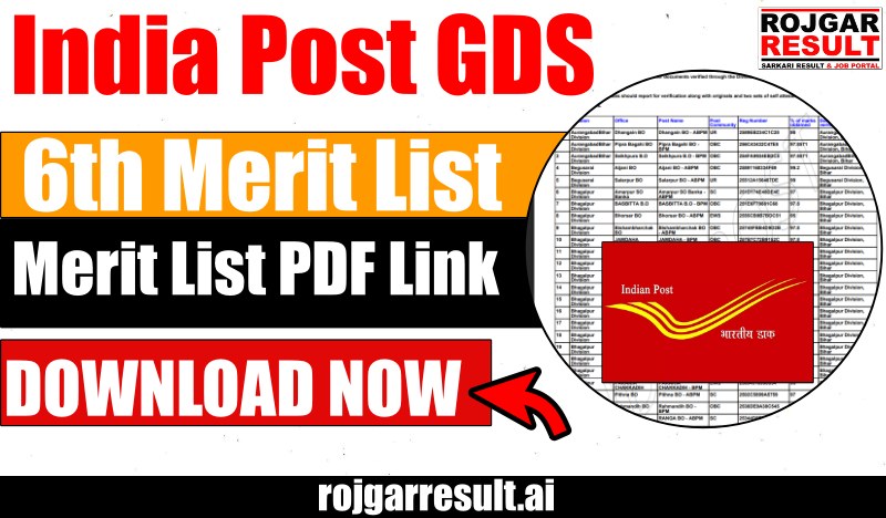 India Post GDS 6th Merit List 2025