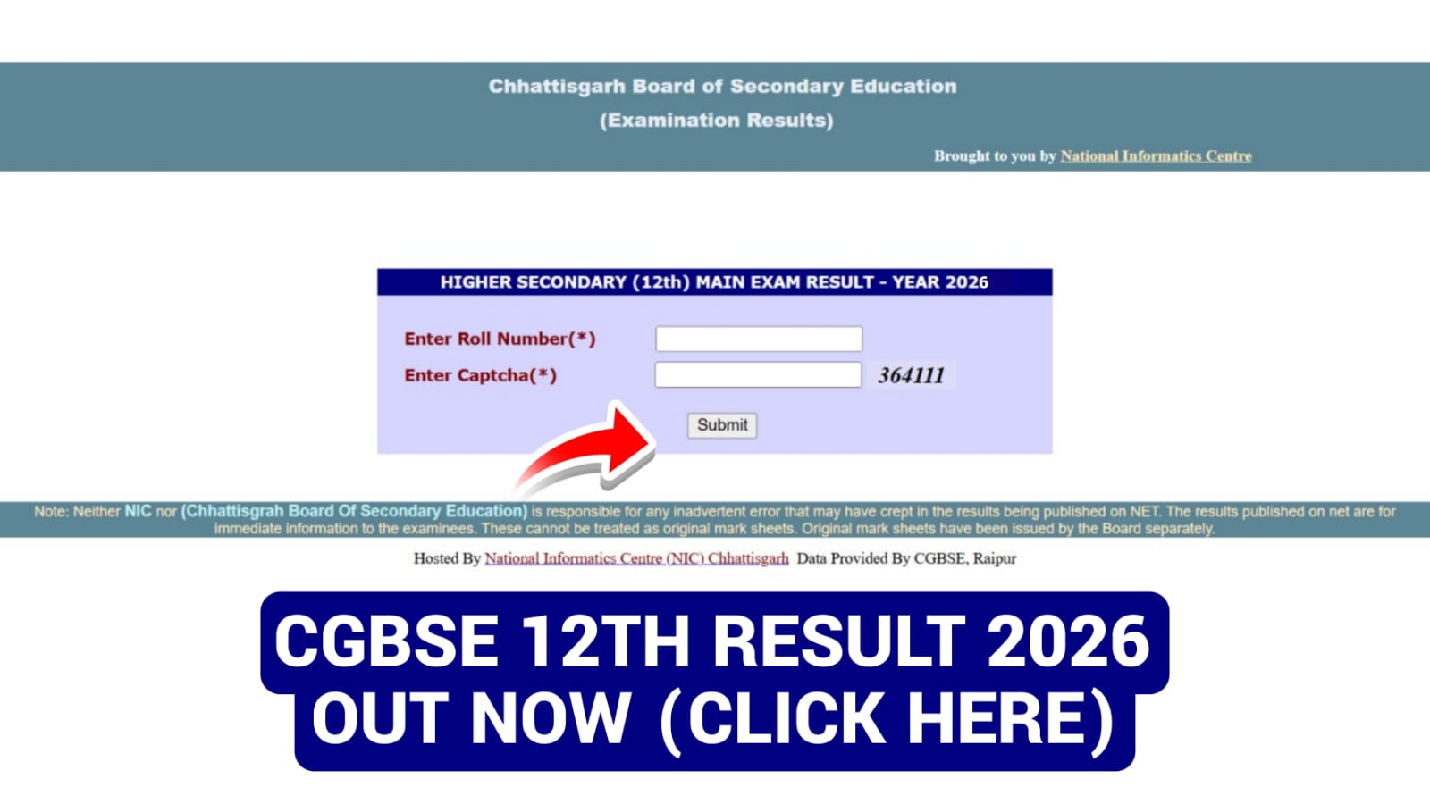 cgbse 12th result 2026